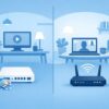 インターネット接続の種類（光ファイバー・モバイル回線など）を比べるイメージ