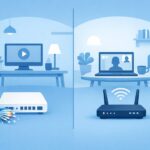 インターネット接続の種類(光ファイバー・モバイル回線など)を比べるイメージ