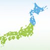 日本地図で東日本と西日本のエリア分けをイメージしたイラスト