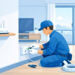 自宅に光回線を引き込む開通工事のイメージ